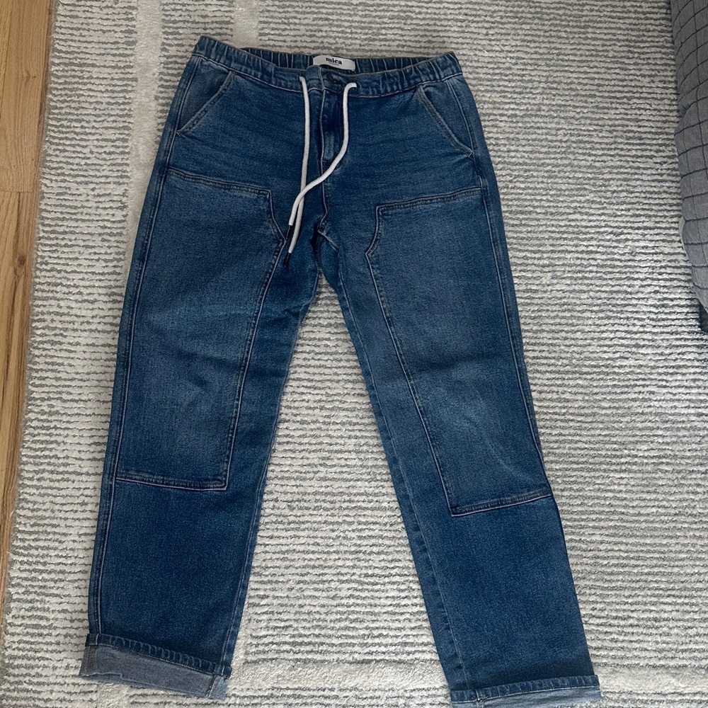 Relaxed Dark Blue Women's Jeans with Drawstring Waist